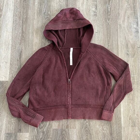 Lululemon Rest Assured Full Zip Hoodie in Washed Garnet - Size: Large - Picture 6 of 10